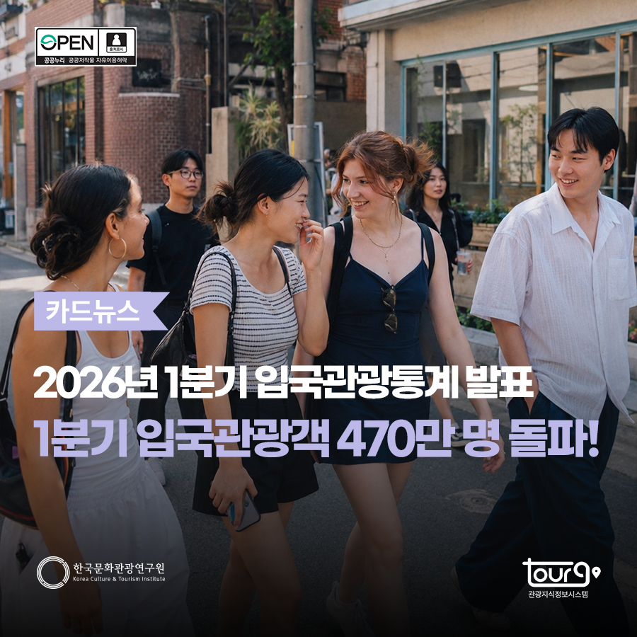 2026년 1분기 입국관광통계 발표 1분기 입국관광객 470만 명 돌파!